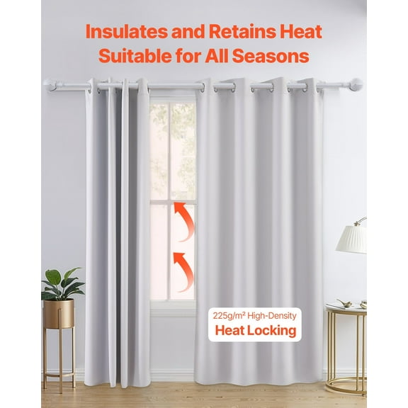 2-Pack Room Darkening Thermal Curtains, 52" W x 84" L, Grommet Top Blackout Drapes for Windows