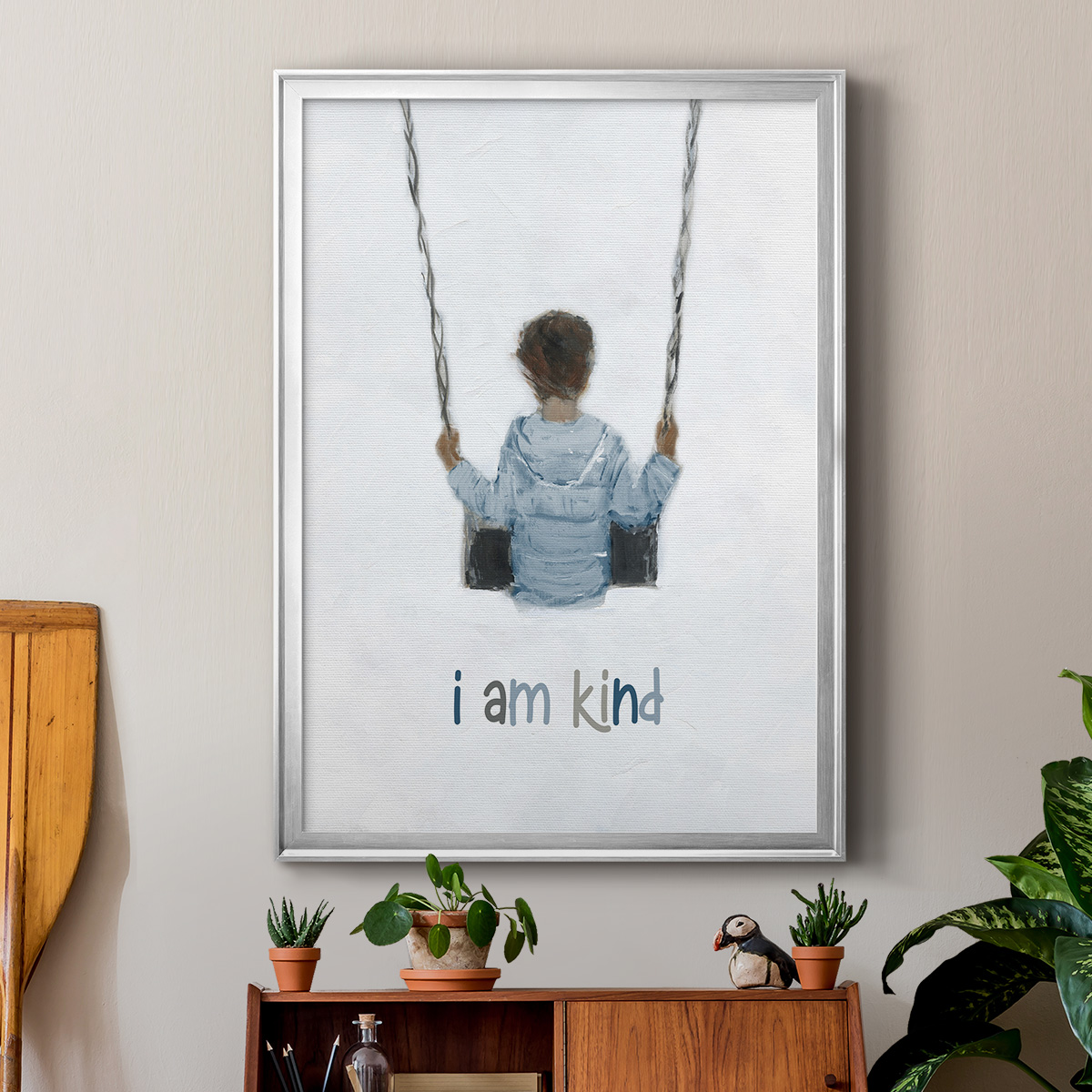 Boy on a Swing Premium Framed Print - Ready to Hang