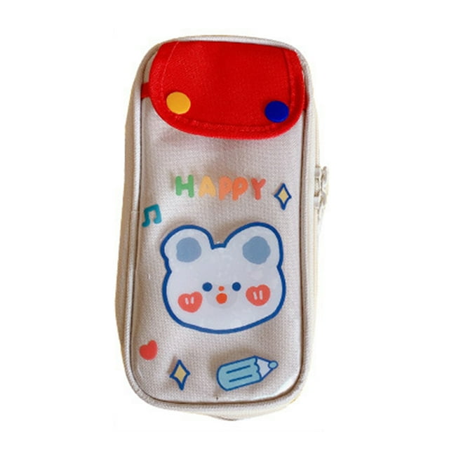 Bolsa para bolígrafo de gran capacidad, Material de tela de estilo lindo, bolsa portátil para portalápices para niños y estudiantes