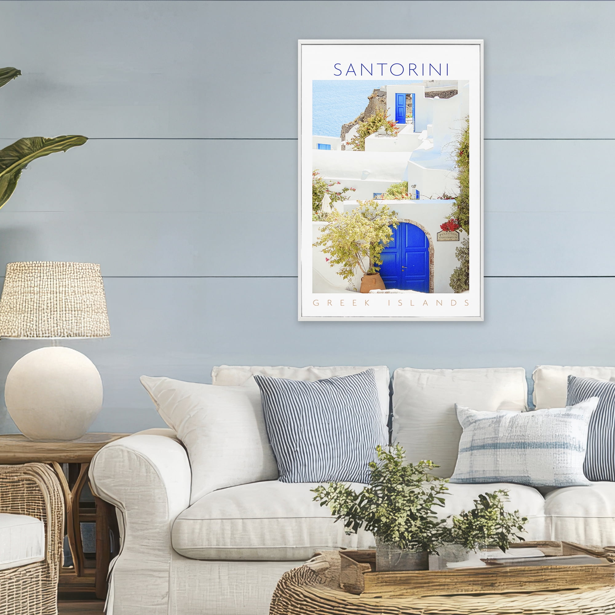 Stupell Industries Santorini Greek Islands White Framed Giclee Art, design by Erin Marie