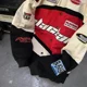 thumbnail image 3 of -Chaqueta de carreras Vintage para mujer, ropa de calle Coreana de gran tamaño, chaquetas de Hip Hop de motocicleta, abrigo de béisbol a juego de colores para mujer, 3 of 5
