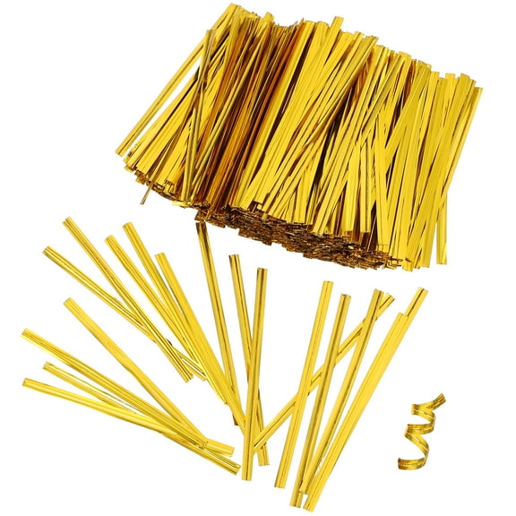 ROSENICE  800 Pcs Candy Bag Ties Gift Wrapping Bags Resealable Opp Golden