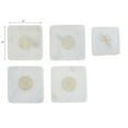 thumbnail image 3 of 4Pc White Marble Square Coaster W/ Snowflake Brass Inlay (4X4"), 3 of 4