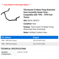thumbnail image 2 of Thermostat To Water Pump Branched Hose Assembly Heater Hose - Compatible with 1996 - 1999 Ford Taurus 1997 1998, 2 of 2