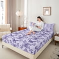thumbnail image 3 of Erosebridal Adults Purple Damask Full Size Sheets,Gothic Vintage Floral Bed Sheets For Men Women 4pcs, 3 of 6
