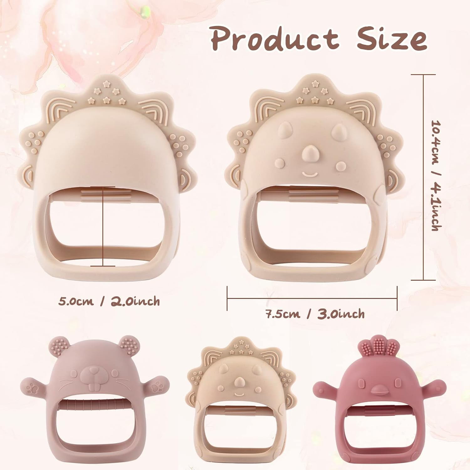 Silicone Baby Teether Toy for Infants 3+ Months, BPA Free Anti-Drop Silicone Mitten Teething Toy for Soothing Sore Gums, Baby Chew Toys for Sucking Needs