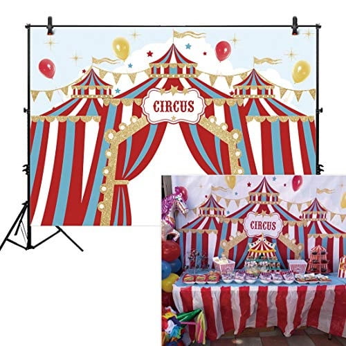 Allenjoy 8x6ft Red Circus Backdrop Carnival Carousel Big Top Tent