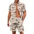thumbnail image 4 of Yuyamidu Couples Vacation Outfits Matching Sets Western Dress for Women Cowboy Shirts for Men Vacation Outfits Asymmetrical Dress for Women Summer Dresses Midi Mens Shirt and Shorts Set Man L, 4 of 5
