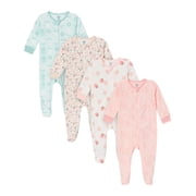 Gerber Baby Neutral Sleep N´ Play 2-Way Zipper Footed Pajamas, 4-Pack, Sizes, Newborn - 6/9 Months