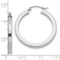 thumbnail image 2 of 10k White Gold 3mm Polished Square Tube Hoop Earrings 30mm Long 3mm Thick Hoop Earring for Women, 2 of 2