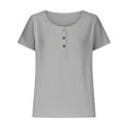 thumbnail image 4 of Mittory Summer Tops for Women Solid Color Crewneck Buttons Up Henley T Shirts Short Sleeve Tunics Trendy, 4 of 6