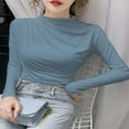 thumbnail image 3 of Women‘s Asymmetrical Ruched Tops Long Sleeve Solid Color T-Shirts, 3 of 4