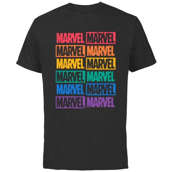 Marvel Logo Print Pride - Short Sleeve Cotton T-Shirt for Adults - Customized-Black