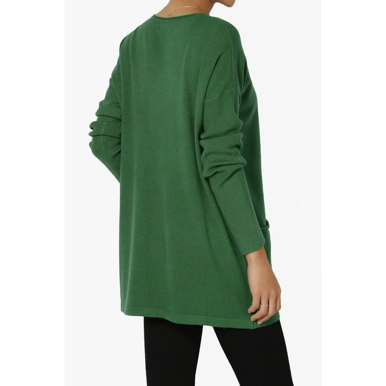 TheMogan Women's Long Sleeve Pocket Soft Knit Oversized Pullover