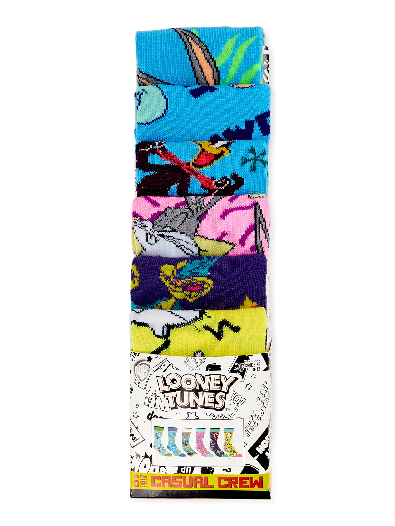 Looney Tunes Characters 6-pack Crew Socks