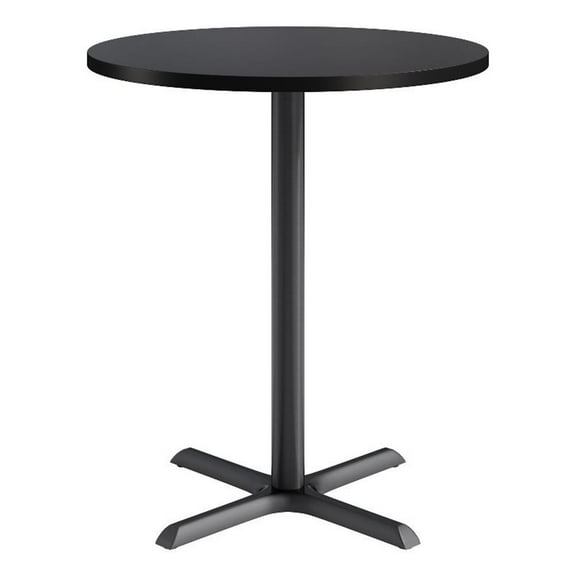 KFI Studios 36in Round Dining Table - 42in H - Black Top - Black Base