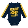 thumbnail image 2 of Infant Outerstuff Navy/Maize Michigan Wolverines Double Down Bodysuit and Pants 3-Piece Set, 2 of 7