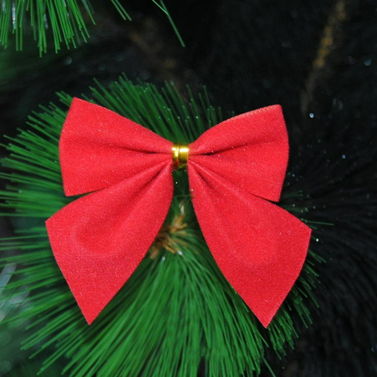 Close-up Group of Red, Green, Silver, and Gold Bows for Gift