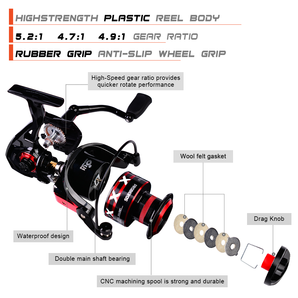 PROBEROS Spinning Reel 9-23KG Max Drag Fishing Reel 1000-8000 Series CNC Mechine Fishing Wheel Metal Spool Saltwater Carp Reel