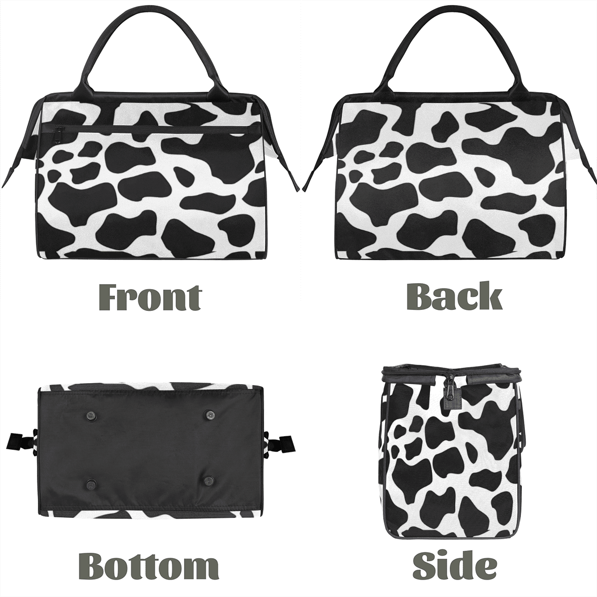 Herdesigns Cow Print Skin Weekender Travel Duffel Bag Carry On Overnight Gym Hospital Bag Personal Item Travel Bag