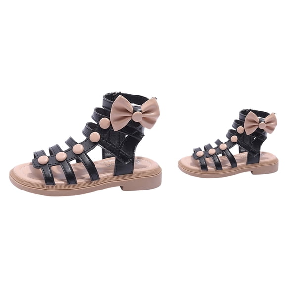 High Top Flat Sandals, Kids Rubber Gladiator Summer Shoes for Children, Slip-On Open Toe Soft Comfy Loafers with Bunny Bear Bottom for Baby Boys Girls