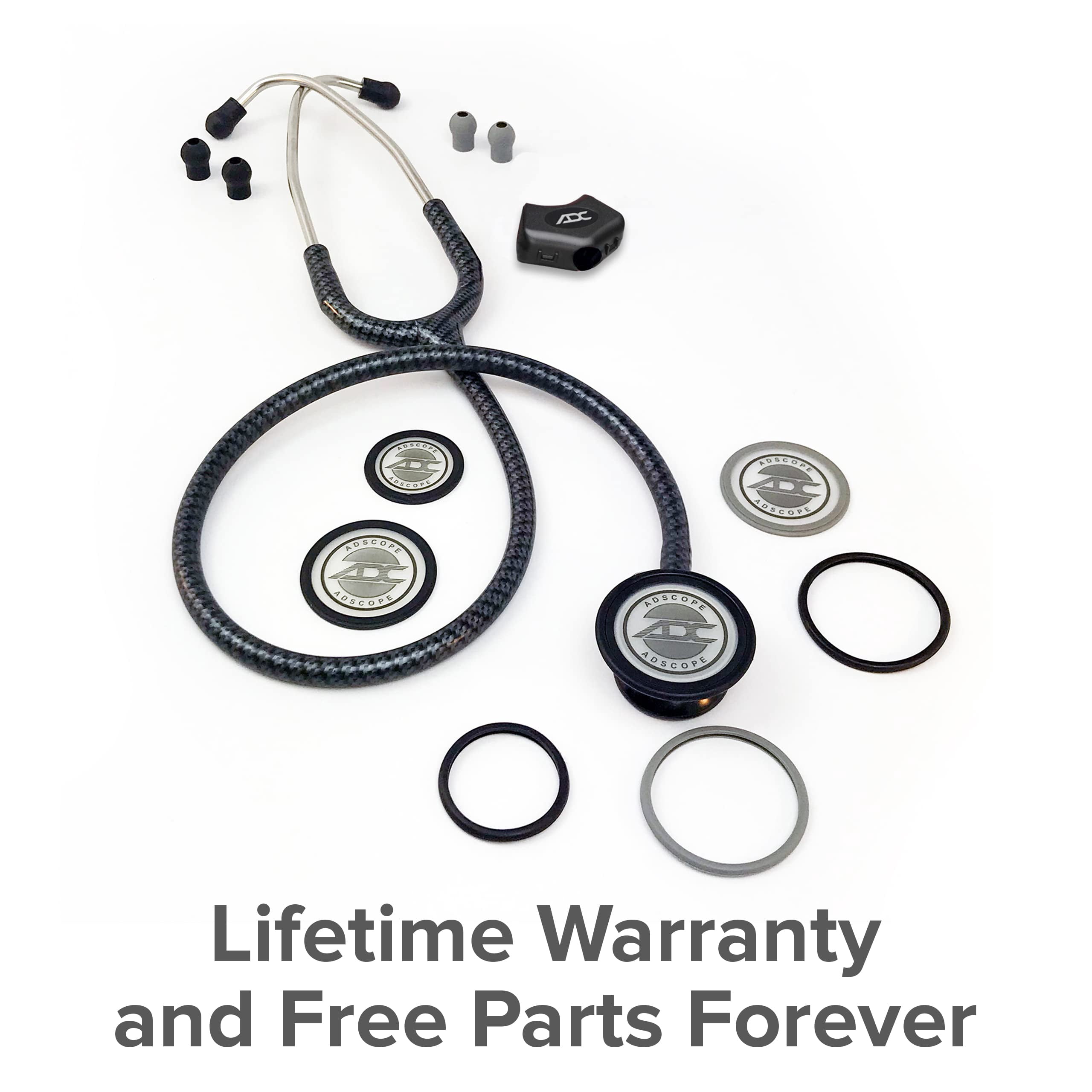 ADC Classic Stethoscope for Doctors, Nurses, and Students with pairs of spare Adsoft, Plus ear tips and AFD technology - AD603, Rose Gold, Rose Gold, Black