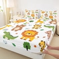 thumbnail image 3 of Homewish Zoo Animal Giraffe Bed Sheets,Cute Lions Elephant King Sheets,White Orange Green Sheet Set For Girsl Boys,Super Cozy Room Decor,4pcs, 3 of 7