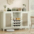 thumbnail image 3 of HAUXITIO Rattan Coffee Bar Cabinet, 47" Boho Farmhouse Buffet with Wine Storage for Kitchen & Dining Room,White Oak, 3 of 9