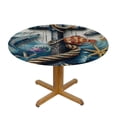 thumbnail image 3 of Orinice Anchor Fish Rope Round Table Cover Stain Resistant Washable for Indoor Outdoor Kitchen Dining Wedding Parties 100% Polyester Fiber 38-42, 3 of 8