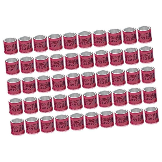 50 anillos de aluminio para patas de paloma de carreras, para aves de corral pequeñas y pollos. Rosa