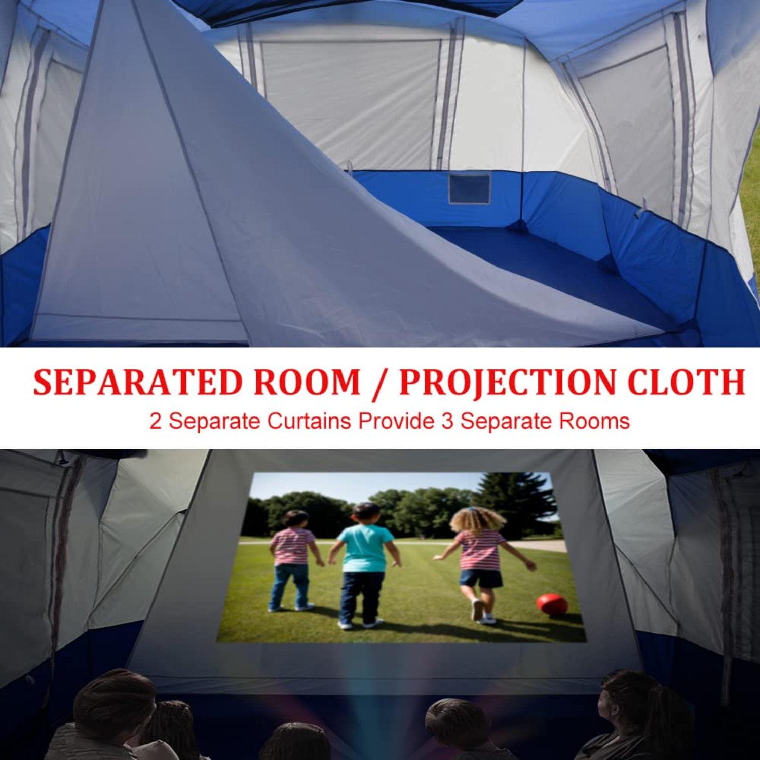 ASTRAEA 10 Person Tent for Camping, Large Waterproof Multi Room Family Tents with Skylight & Removable Rainfly, Easy Setup