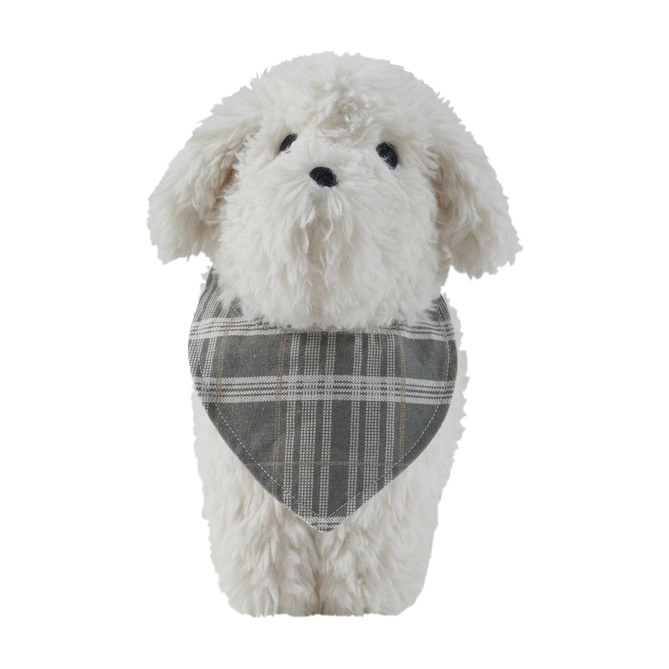 My Texas House 12" x 17" Bonnie Ivory Stuffed Faux Fur Toy Dog Decorative Pillow