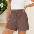 thumbnail image 4 of Sevevn Women's High Waist Paperbag Shorts Elastic Waist Drawstring Loose Fit Casual Shorts with Pockets Brown L, 4 of 7