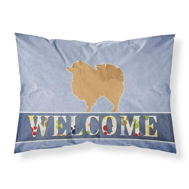 Carolines Treasures BB5546PILLOWCASE Pomeranian Welcome Fabric Standard Pillowcase