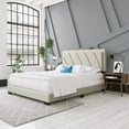 thumbnail image 5 of Boyd Sleep Diagonal Off White Linen Queen Size Fully Upholstered Platform Bed Frame with Adjustable Headboard, Qualified Box Spring or Foundation Required for Use, 5 of 13