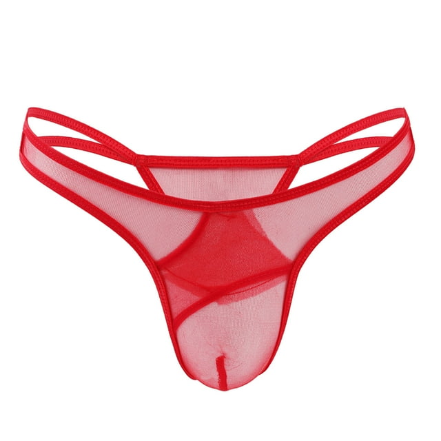 GDREDA Bas Lingerie Hommes Grenadine Personnalité Mode Décontracté Aguichant Mini String sous-Vêtements T Pantalons Rouge, Taille Unique