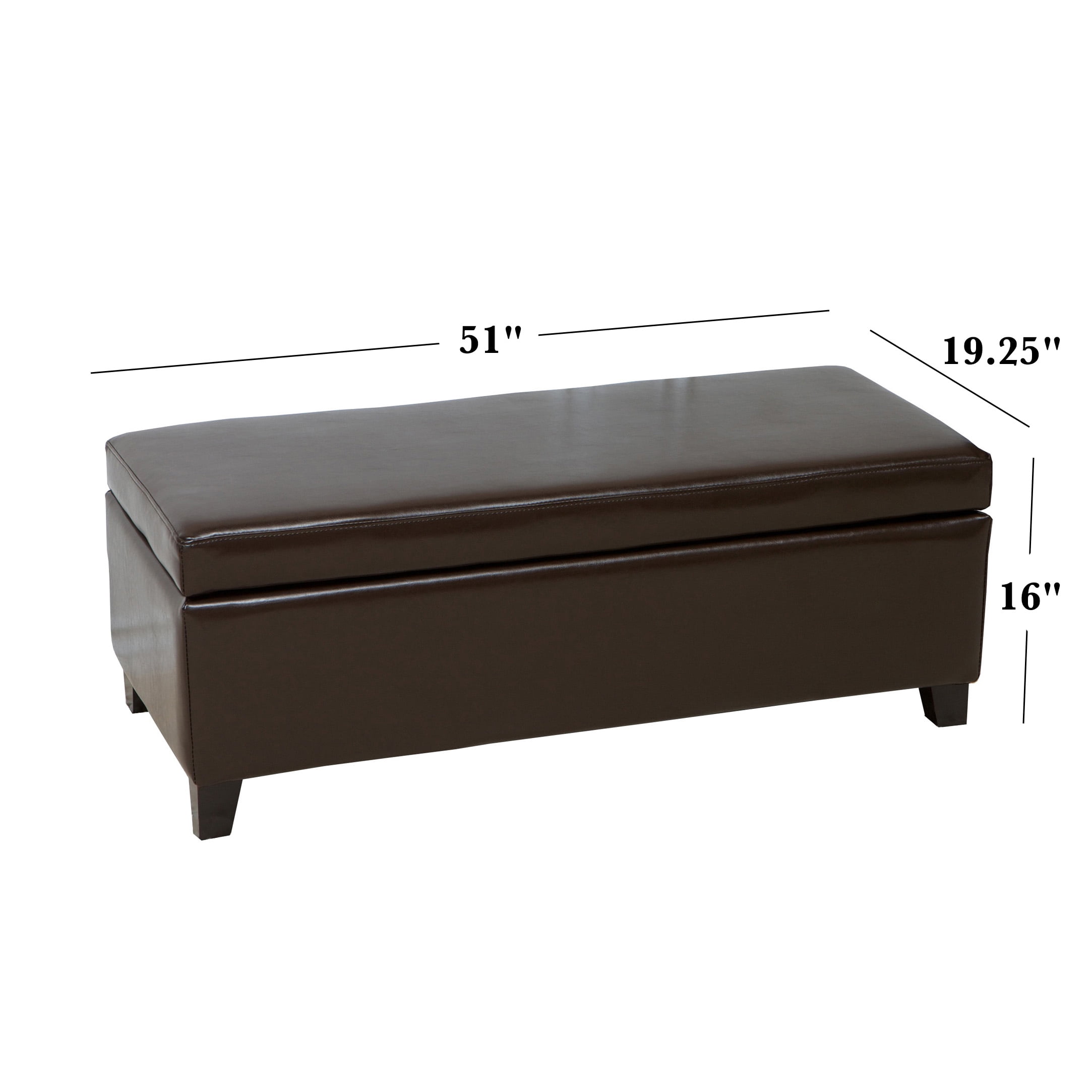 Noble House Hansen Brown Bonded Leather Storage Ottoman
