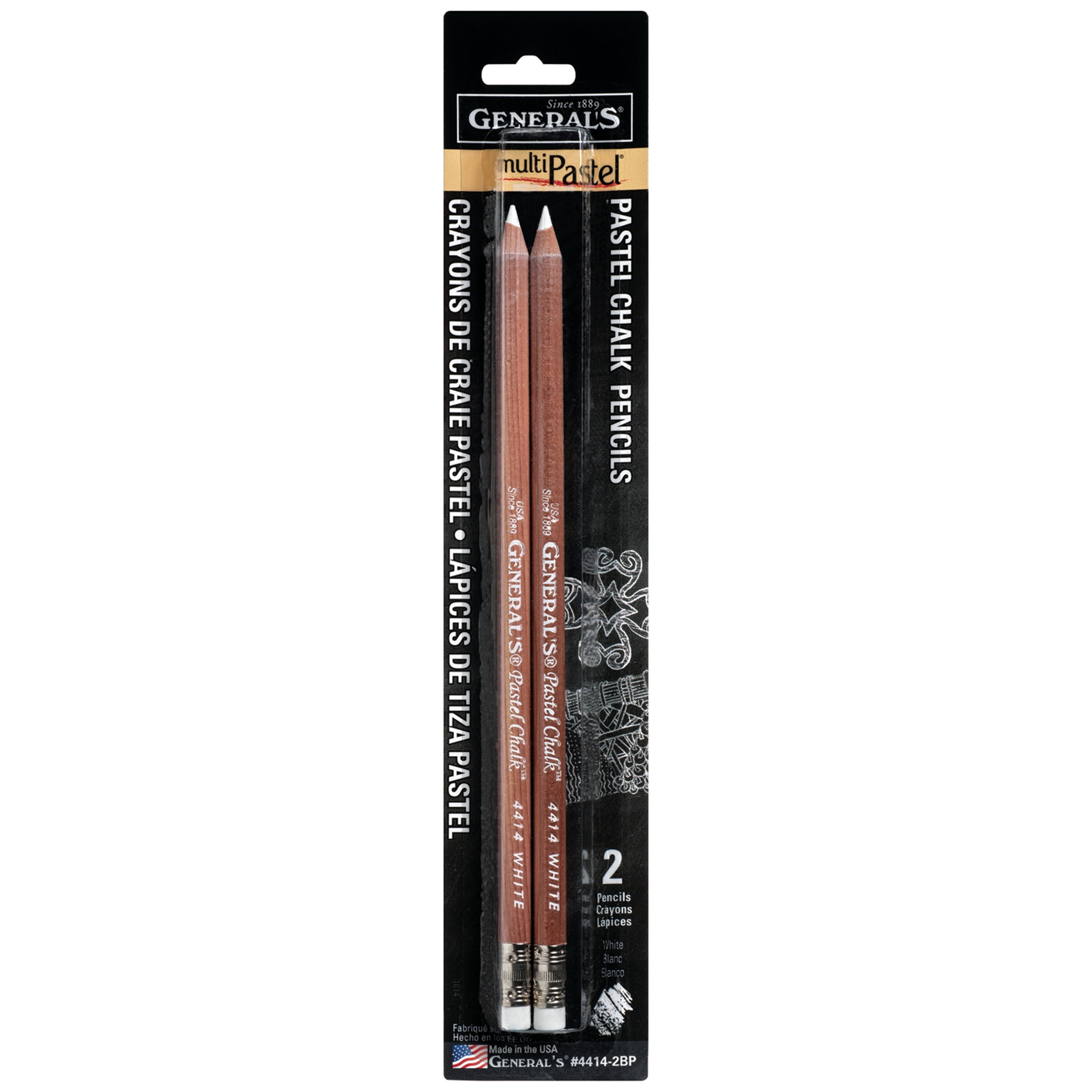 General Pencil MultiPastel Chalk Pencil Set, 2Pencils, White