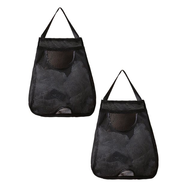 Oleegame 2PC Grocery Bag Rack Garbage Bag Rack Organizer Hanging Storage Dispenser Breathable Net Garbage Bag Organizer Plastic Bag Storage Kitchen Black