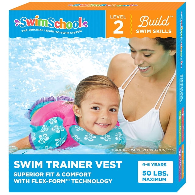 Chaleco de Entrenamiento SwimSchool Rosa Aqua con Mangas UPF50 y Correa Ajustable para Mujer