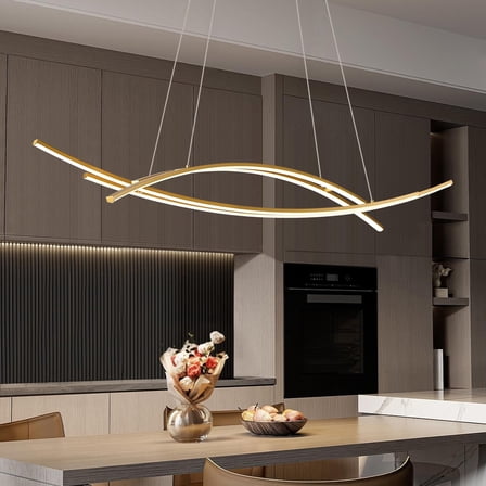 Modern 4-Light Gold Linear Chandelier