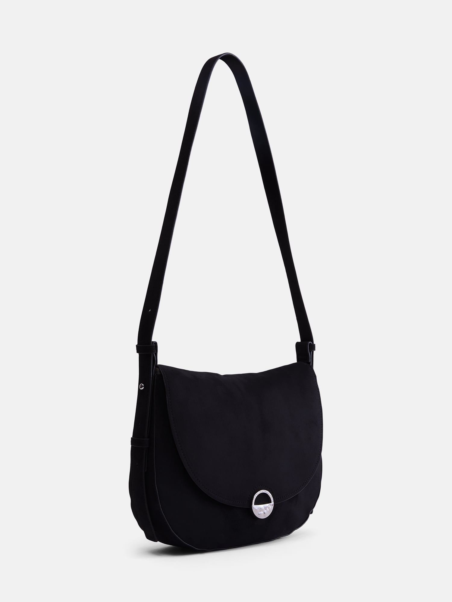 Scenario Women's Large Crossbody Suede Handbag, Black