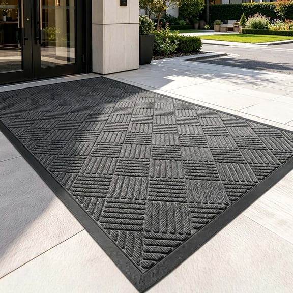 Petoto 3 x 5 ft Anti-Slip Carpet Door Mat, Entrance Floor Doormat, Industrial Entry Carpet Indoor Outdoor Entryway Rug, Gray