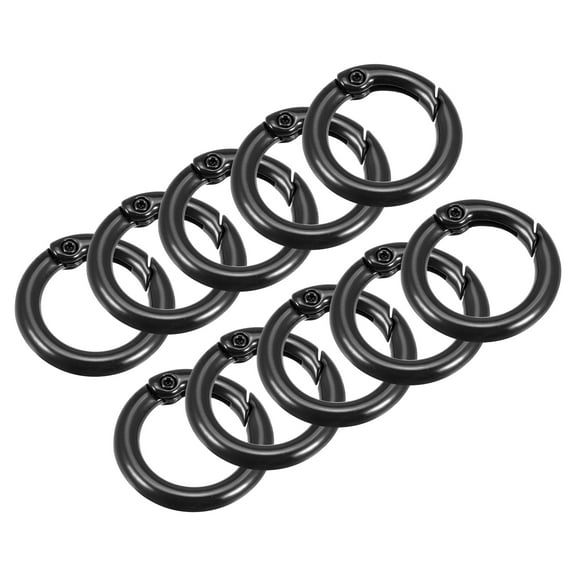 10Pack Round Spring O Rings, 1 Inch(24mm) Trigger Buckle Snap for Bags, Keyrings, Black