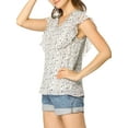 thumbnail image 5 of Allegra K Women's Ruffle Floral Casual V Neck Cap Sleeve Summer Tops, 5 of 7