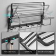 thumbnail image 4 of Towel Rack Wall Mount for Bathroom with Towel Bar and Hooks 23.6 in Foldable Towel Shelf Lavatory Towel Organizer Matte Black, 4 of 15