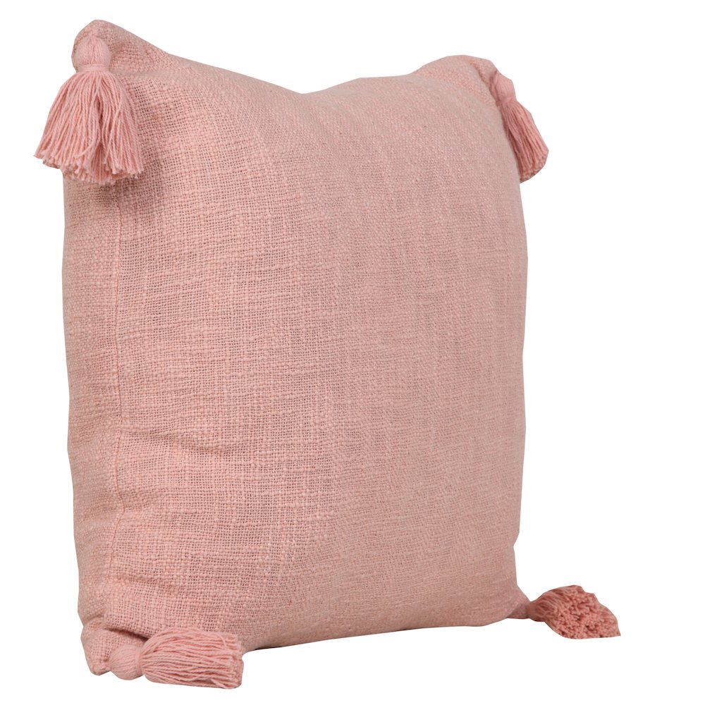 LR Home Ox Bay Hand-Woven Pink Solid All-Natural Cotton Pillow Cover