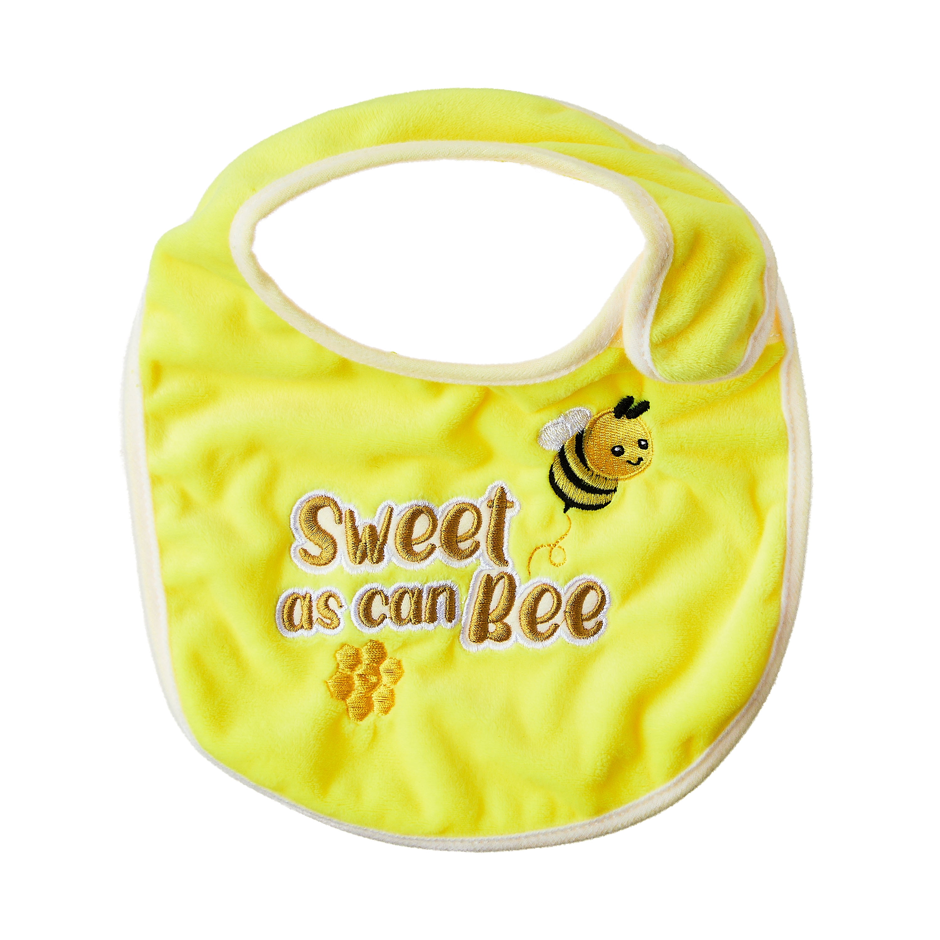 Parent's Choice Plush Baby Bib with Sweet As Can Bee Embroidery, Yellow for Infant