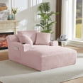 thumbnail image 2 of Leumius Oversized Chaise Lounge Chair Indoor,Upholstered Sofa Bed with Pillows and Cupholders,No Assembly Required,Pink, 2 of 7