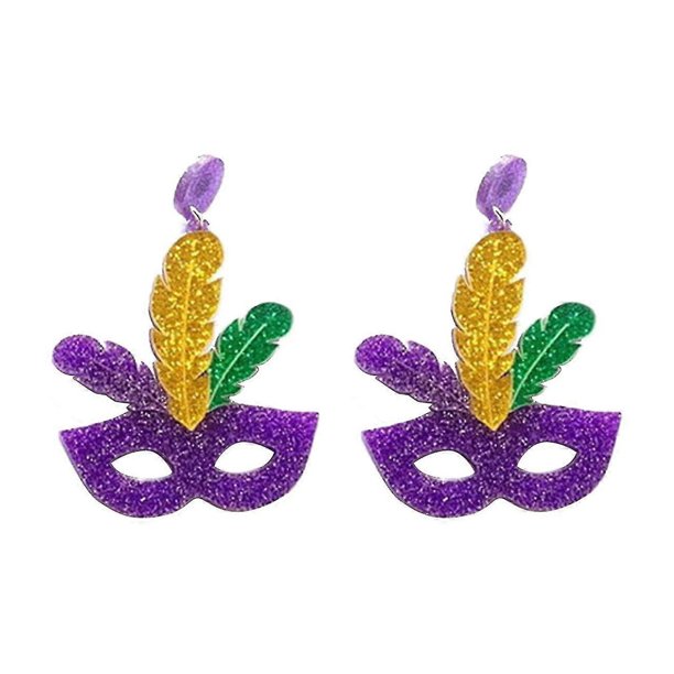 1 par de pendientes colgantes de Mardi Gras para mujer, pendientes de modelado de langosta con forma de sombrero y labios con temática de carnaval para niñas, pendientes de acrílico de Mardi Gras para